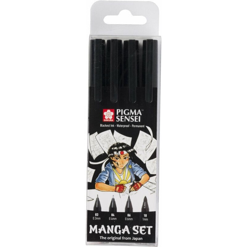 Set 4 Pixuri, Sakura, Plastic, 0.3 / 0.4 / 0.6 / 1 mm, Negru - eMAG.ro