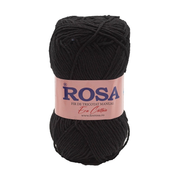 Bobina fir tricotat Rosa Eco Cotton 7520, 100% bumbac reciclat, 100 gr, negru