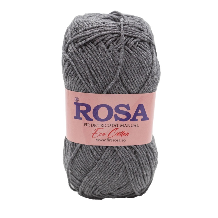 Bobina fir tricotat Rosa Eco Cotton 7517, 100% bumbac reciclat, 100 gr, gri inchis
