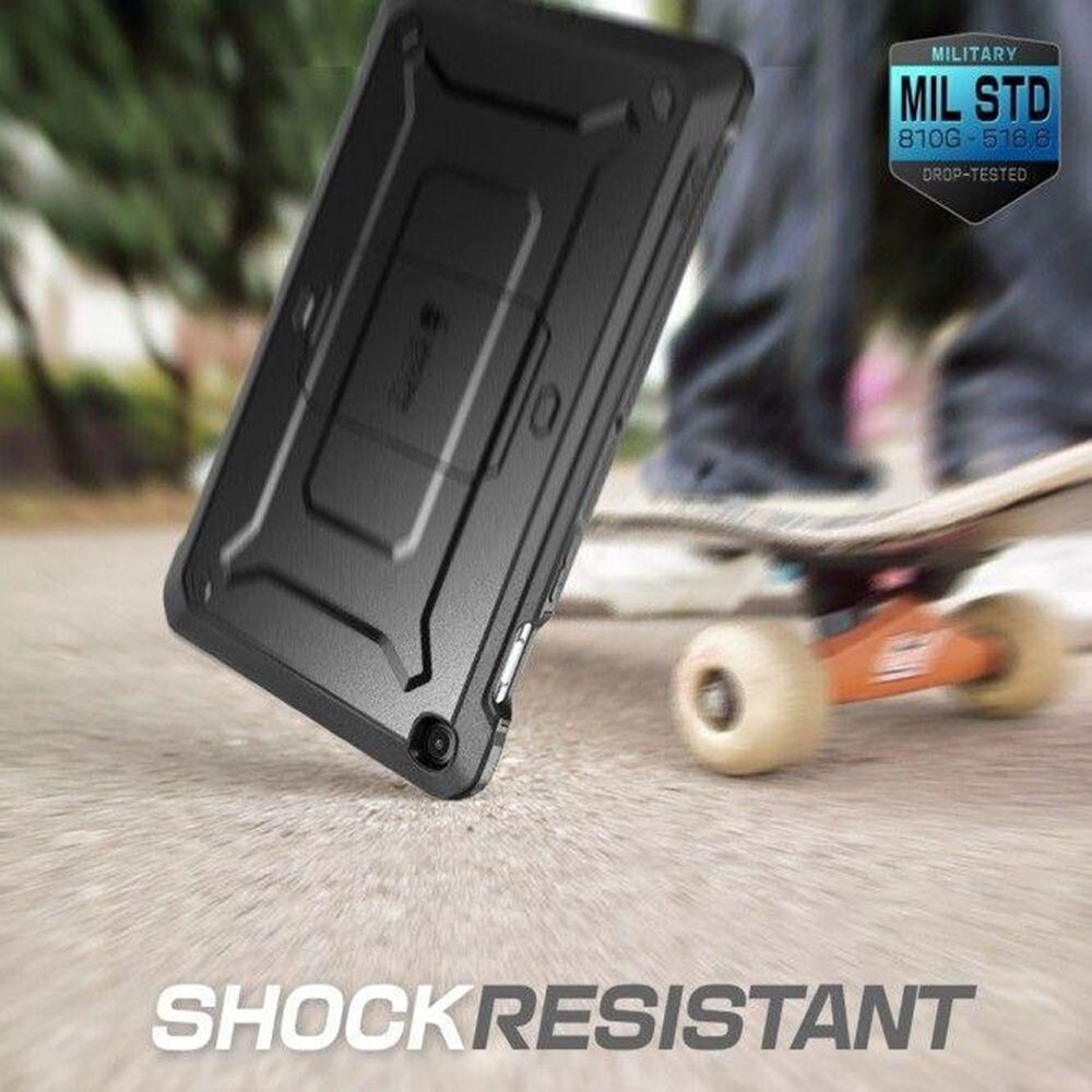 Husa tableta 360 din Poliuretan Termoplastic si Policarbonat pentru Samsung Galaxy Tab A9 Plus, Armura Speciala, Shock Resistant, Kickstand, Protectie Mufa Incarcare, Negru