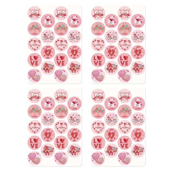 Стикери Декоративни стикери, за Свети Валентин, Kaxyrooz, 3,3 см, многоцветни