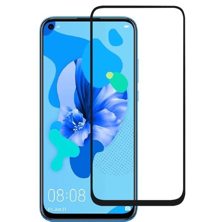 Kompatibilis üvegfólia Huawei Nova 5T, teljes borítás, fekete 9D