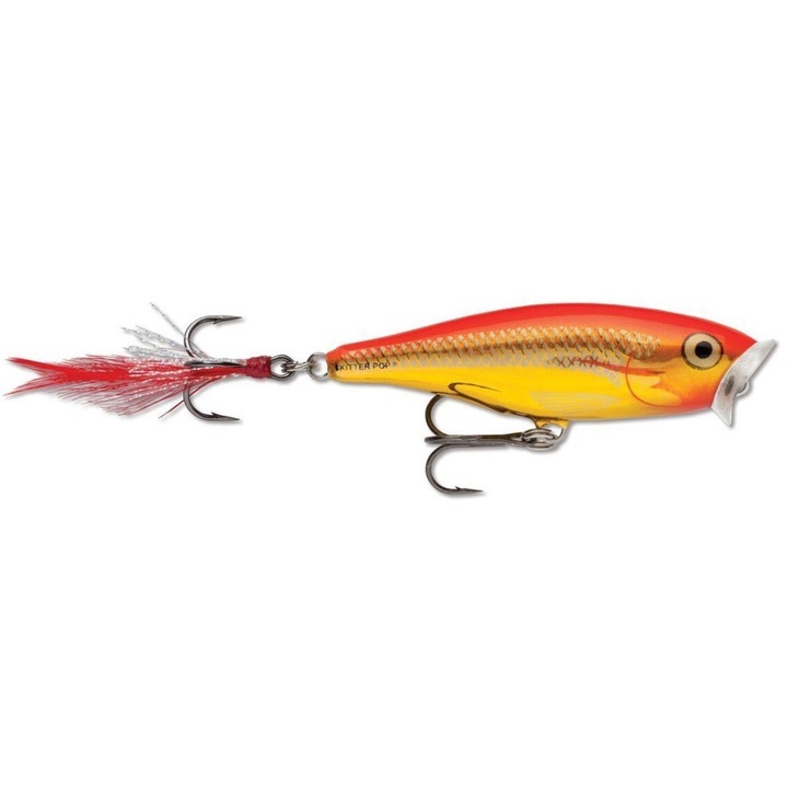 Wobbler Rapala Skitter Pop 7 cm 7 g, arany acél, fluoreszkáló vörös