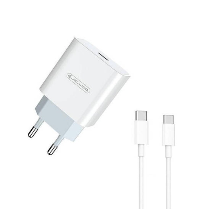 1xUSB-C töltő és usb-c / usb-c kábel 20W Jellico AK180 fehér