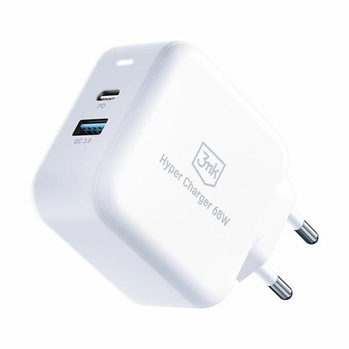 Hálózati töltő 1xUSB / 1xUSB-C 68W 3MK hiper töltő