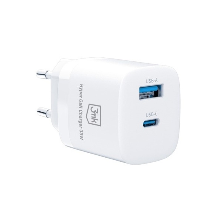 Töltő 1xUSB / 1xUSB-C 33W 3MK hiper töltő tápellátás