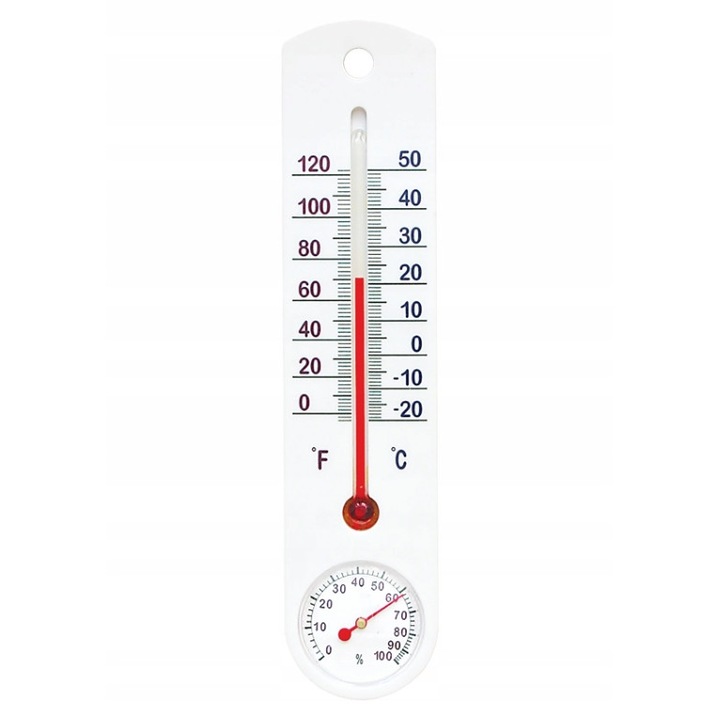 Termometru de interior cu higrometru, Browin, Alb, 25 cm