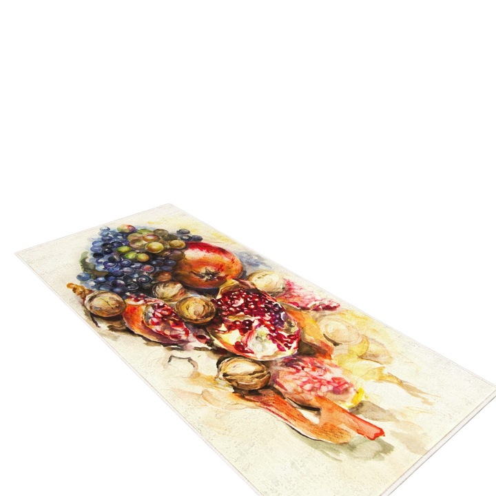 Covor Bucatarie cu print digital 3D Fruits, 80X150cm, poliester 100%, spate antiderapant