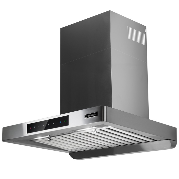 Hota incorporabila decorativa Turbionaire TTE60WPS, Motor 800 mc/h, Clasa A++, Functionare automata, Senzor monitorizare temperatura, Functie curatare aer, Iluminare LED, Boost si Super boost, 60 cm, Inox