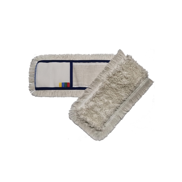 Mop profesional plat cu buzunare, 100% bumbac, 260gr, 80cm, cu cod de culori EU