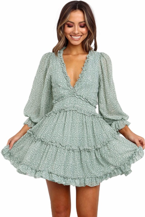 Дамска рокля WildFashion, WildFashion, Полиестер, 1643г, Зелен