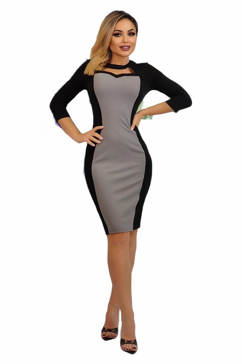 Дамска рокля WildFashion, WildFashion, Памук/Полиестер, 4626, Черен/Сив