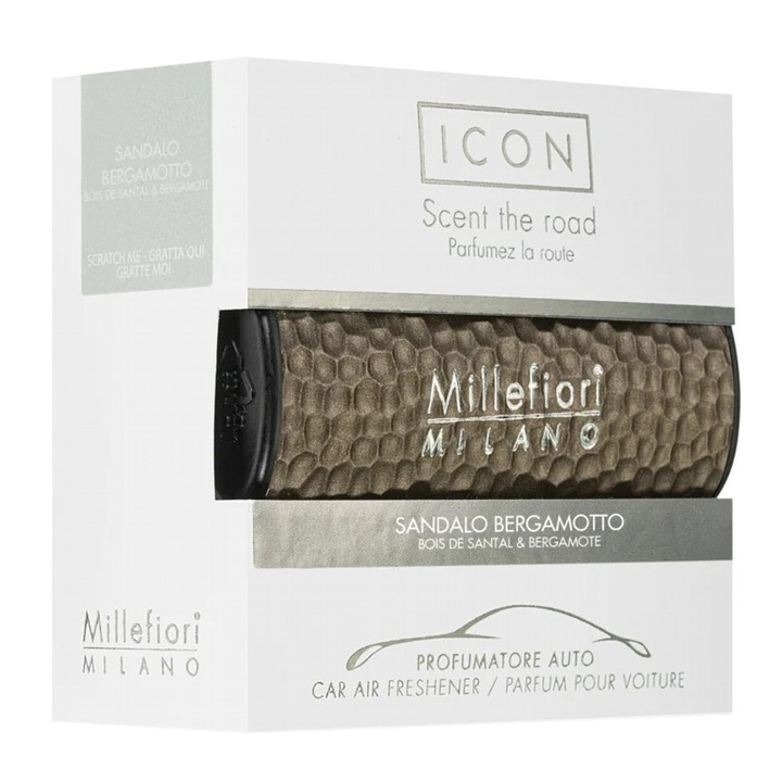 Odorizant Auto Millefiori Milano - Lemn santal si bergamote colectia Metal Shades