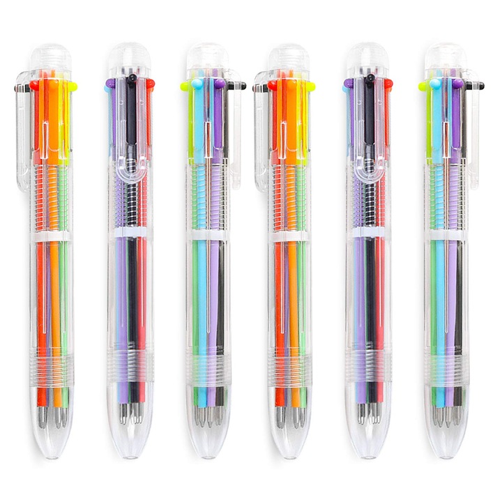 Комплект от 6 прибиращи се химикалки, Overtang, Multicolor