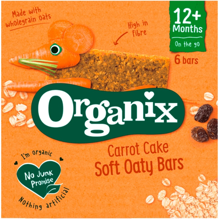 Batoane Bio Organix din ovaz integral cu morcov si mere 6X23G, de la 12 luni