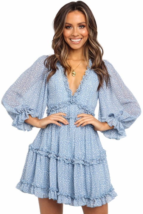 Дамска рокля WildFashion, WildFashion, Полиестер, 1643г, Син