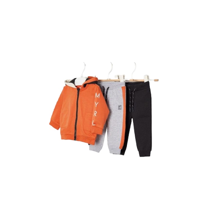 Trening 3 piese combinat baiat, Mayoral, portocaliu cu gri, 12 luni, 80 CM