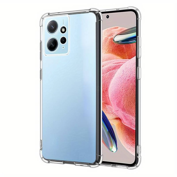 Husa protectie Mat-Tech compatibila cu Xiaomi Redmi Note 12 4G, Protectie Camera, Colturi anti-soc, Decupaje Precise, Rezistenta la impact, Margini ridicate pentru protectia ecranului, Transparenta