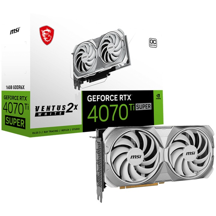 Видеокарта MSI GeForce RTX 4070 Ti SUPER VENTUS 2X WHITE OC, 16GB GDDR6X, 256-bit