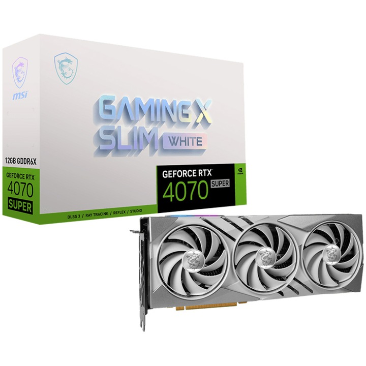Placa video MSI GeForce RTX™ 4070 SUPER GAMING X SLIM WHITE, 12GB GDDR6X, 192-bit