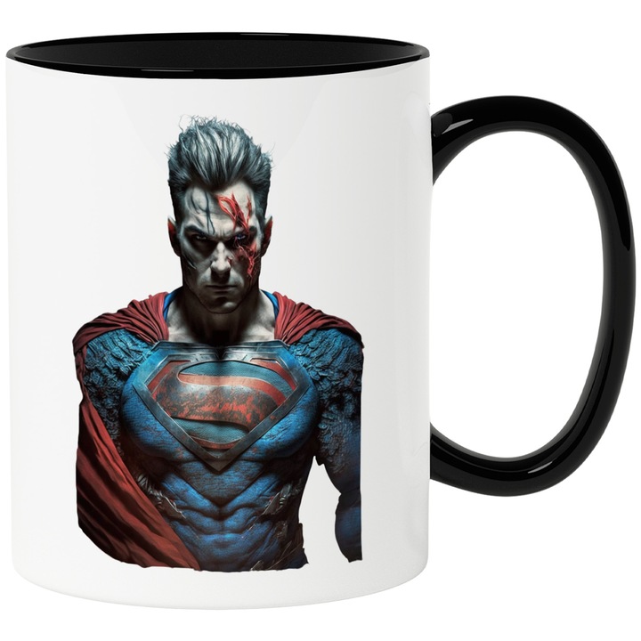 Чаша Superman Dark Look, Кръв по лицето, Зло, Ужас, Керамика, 330 ml, с черна дръжка