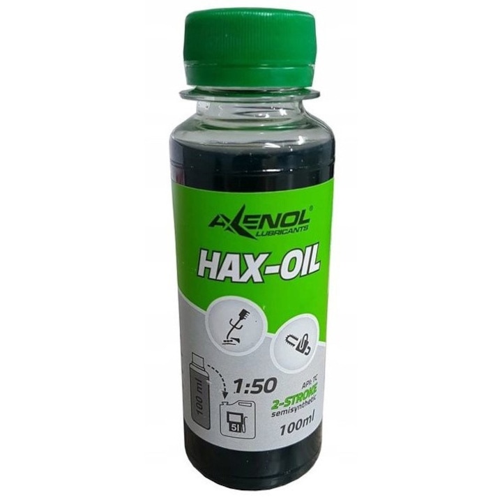 Félszintetikus olaj kétütemű motorokhoz, Axenol, 100 ml, zöld