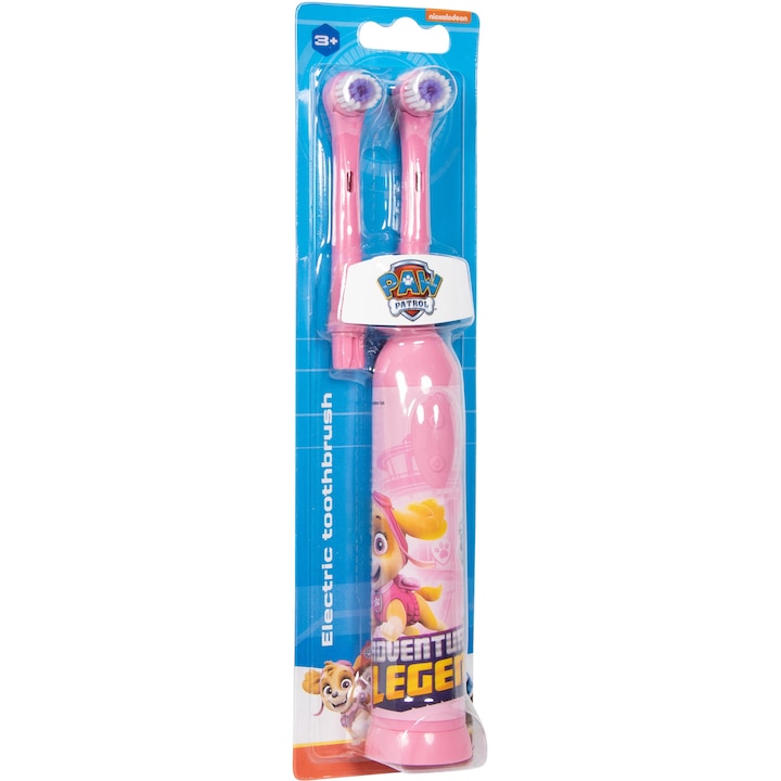 Periuta de dinti electrica pentru copii Karsten KAR0002, Paw Patrol, 1 treapta intensitate, 2 capete, Roz