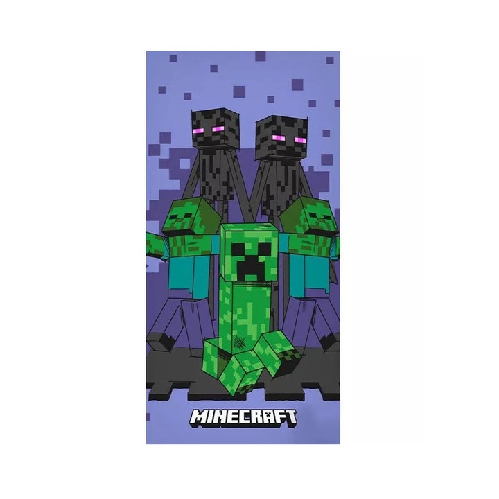 Хавлиена кърпа Minecraft лилава 70x140см