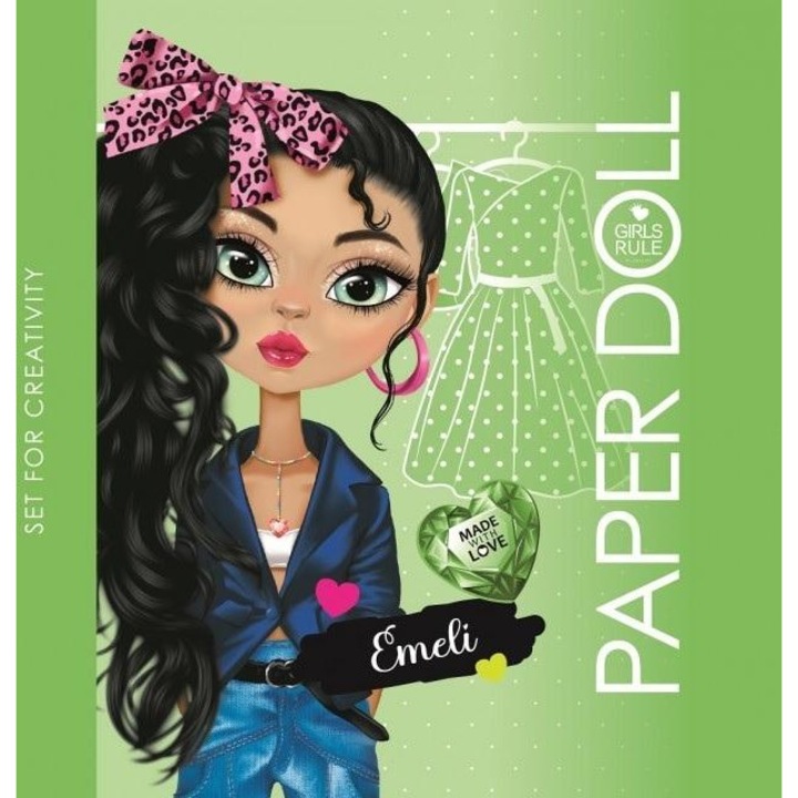 Carte de colorat, Fresh, 149x149, Papusa decupatoare verde Emeli