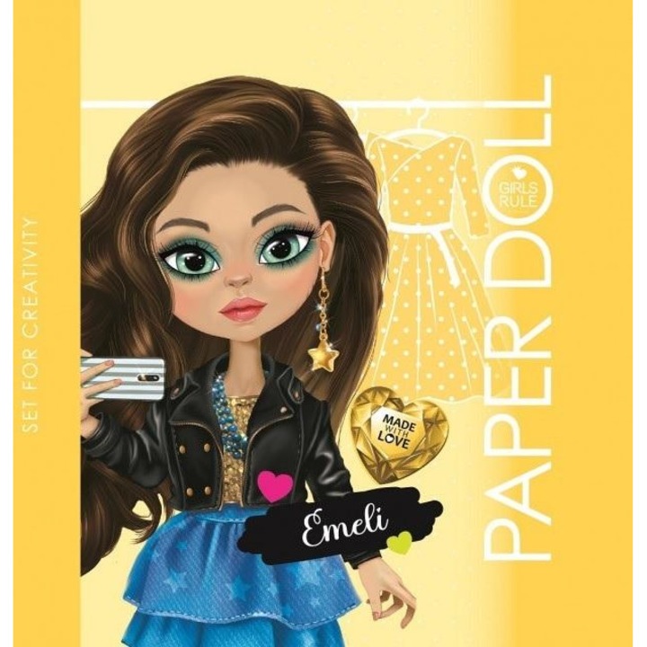 Kifestőkönyv, Fresh, 149x149, Emeli sárga kivágott baba