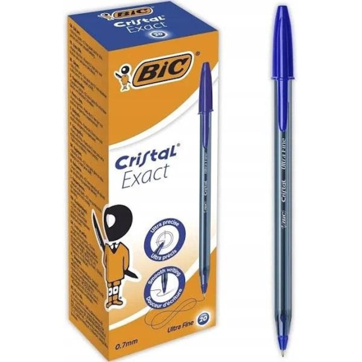Комплект 20 химикалки, Bic, Crystal Exact, Blue