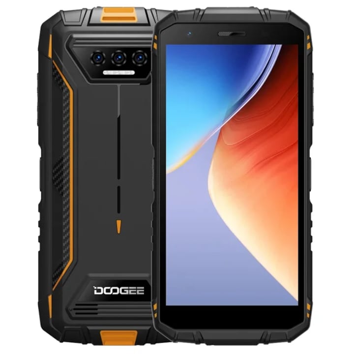 DOOGEE S41 Max Mobiltelefon, 5.5" IPS, Quad Core 6+256GB , 5.5" érintőkijelző, CPU: Quad Core, RAM: 6GB, ROM: 256GB, Memóriabővíthetőség: SD kártya, Android 13, Bluetooth 5.0, Fekete/Narancs