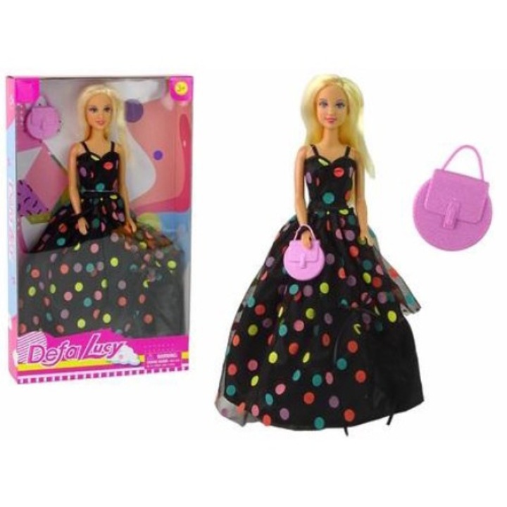 Lucy baba, Leantoys, fekete pöttyös ruha