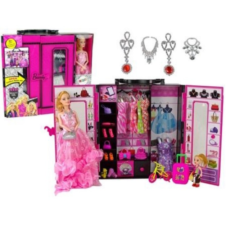 Papusa cu accesorii, Leantoys, Plastic, 3+, Multicolor