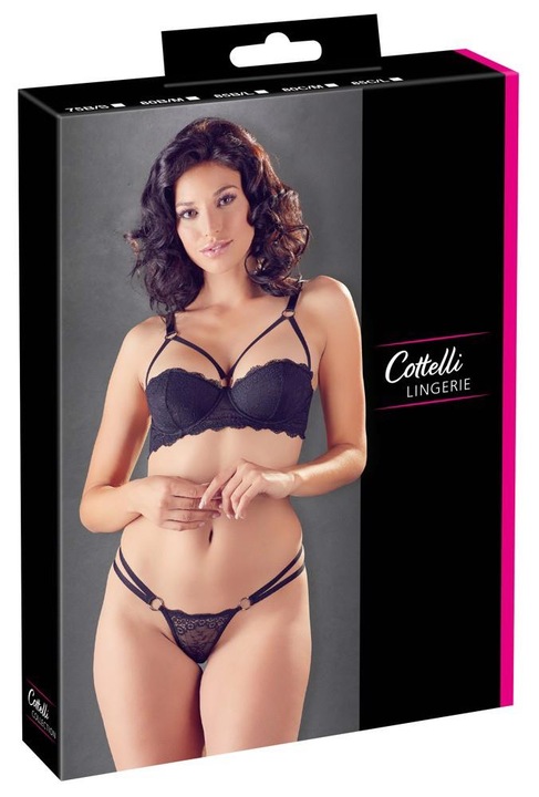 Melltartó szett rövidnadrággal, Cotelli Lingerie, poliamid, fekete, 85B/L