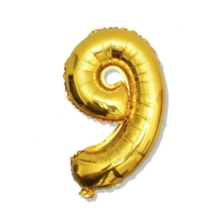 Fólia lufi "9" számjegy, 80 cm, arany, 1 db-os készlet.