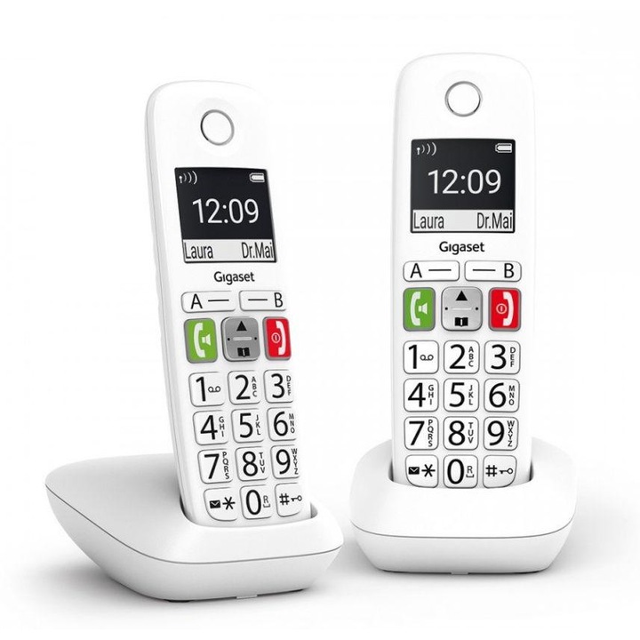 Vezeték nélküli DECT telefon Gigaset E290 Duo, hívóazonosító fehér