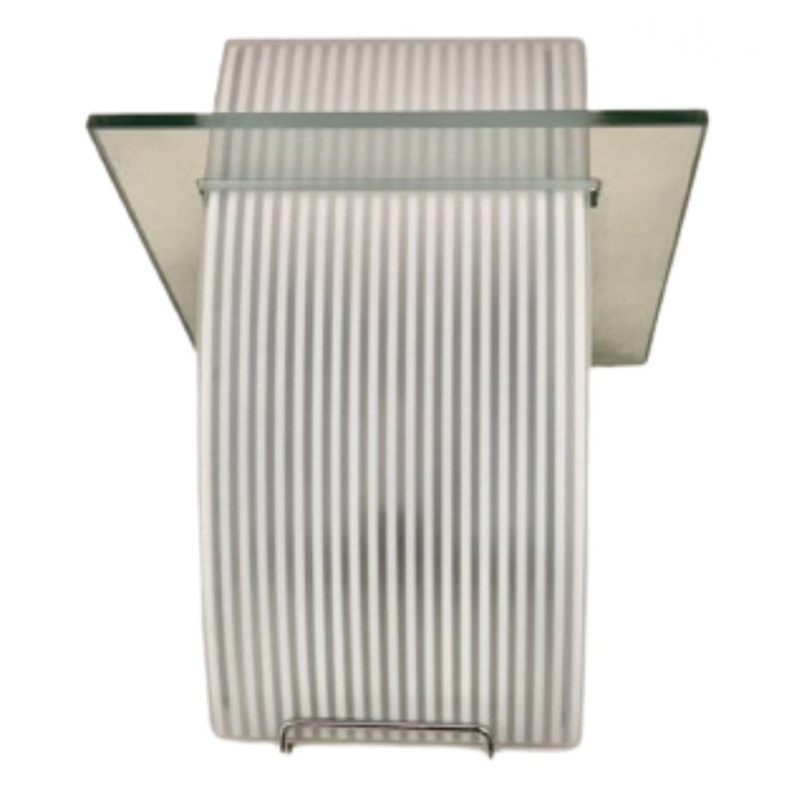 Aplica Perete WA 2-953/1 CHROM E14 1x60W Cadru Metal Chrom cu Foaie Sticla Groasa Orizontal cu Ornament si Abajur Partial Alb Partial Matt ORION