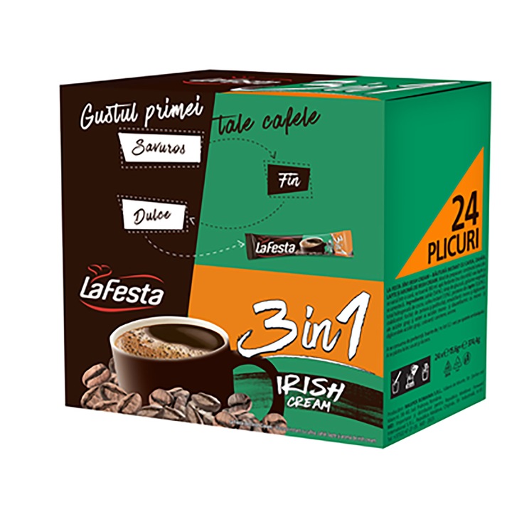 Bautura Instant La Festa 3in1, Irish Cream, Plicuri 24x15.6g
