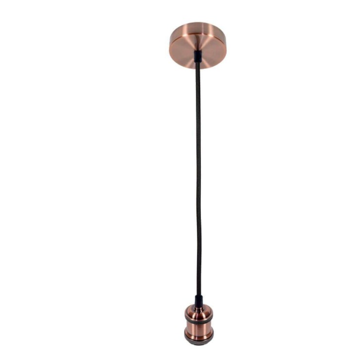 Pendul vivalux retro antique copper e27 max. 60w textil/metal ip20 Ø100mm cablu negru 1m bec neinclus
