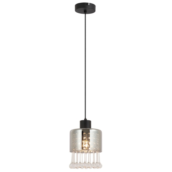 Pendul Globo Hendry, metal, negru, fumuriu, 1XE27, D.15 cm