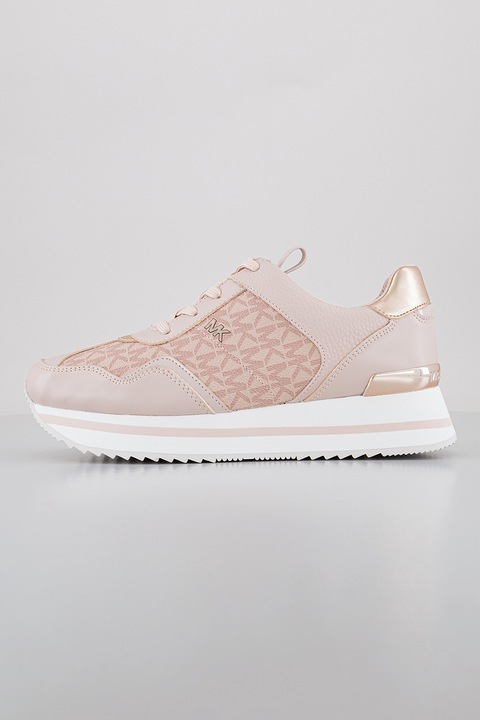 Michael Kors, Pantofi sport flatform cu model logo, Roz prafuit