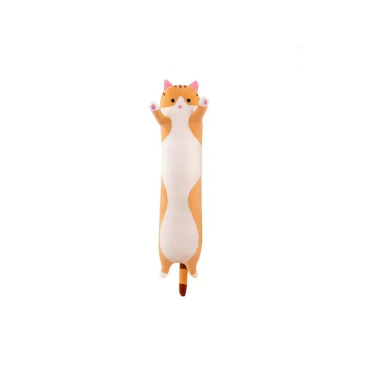 Плюшена играчка за котка NextFarma®, за деца и възрастни, тип възглавница, дължина 50 см, кафяв цвят