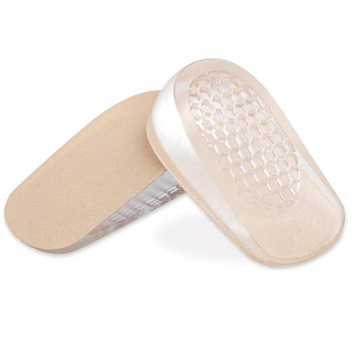 Set 2 Talonete Ortopedice din Gel Pentru Calcai, NUODWELL, 2.5cm, Material silicon + catifea, potrivit pentru femei, creste ridicarea calcaiului si absorbtia socurilor, amelioreaza durerea cauzata de fasciita plantara, maro