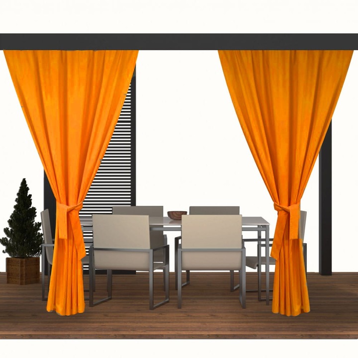 Kültéri kerti függöny garnitúra, Setgarden, 155x200cm, 2 részes, Narancs