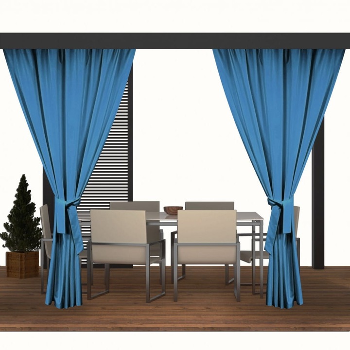 Szett Kültéri kerti függöny, Setgarden, 155x200cm, 2 részes, kék