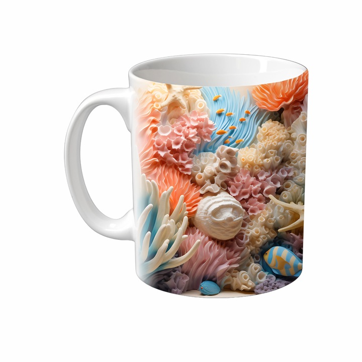 Cana Ocean, Inedit Print, CP91V2, Ceramica, Alb, 330 ml