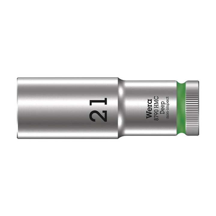 Cap cheie tubulara hexagonala lunga fara impact Wera 8790 HMC Deep 1/2" 21 mm crom vanadiu