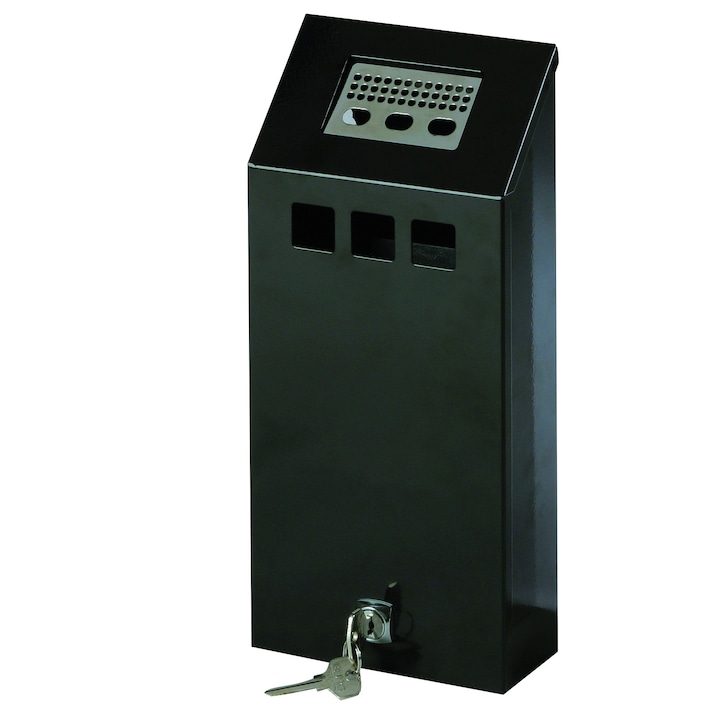 Scrumiera de perete, Meva, Inox, 1.5L, Negru