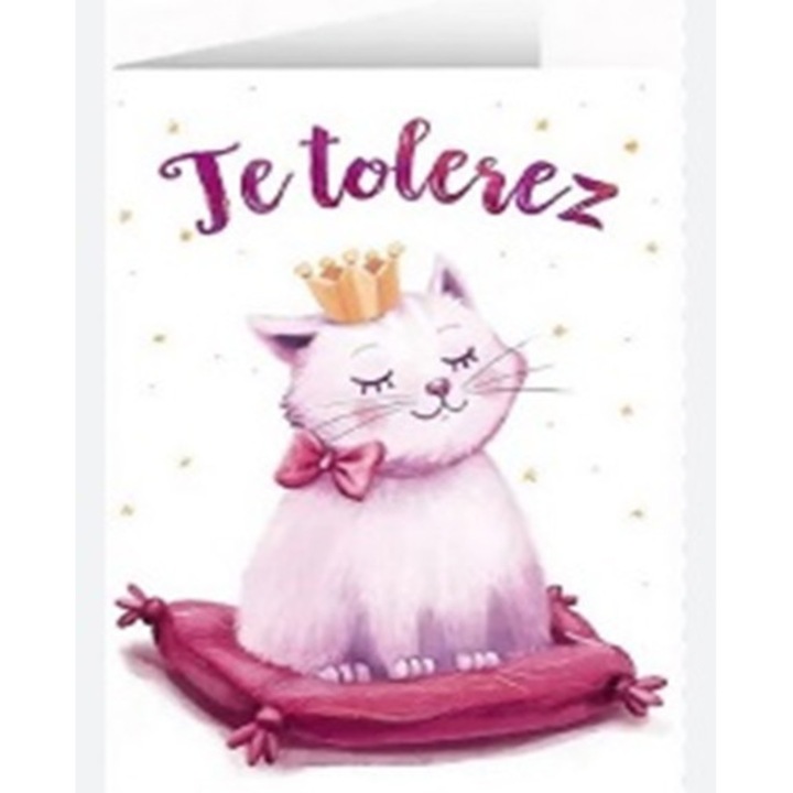 Felicitare - Te tolerez, Roz, Cu mesaj, Hartie, 105 x 148 mm